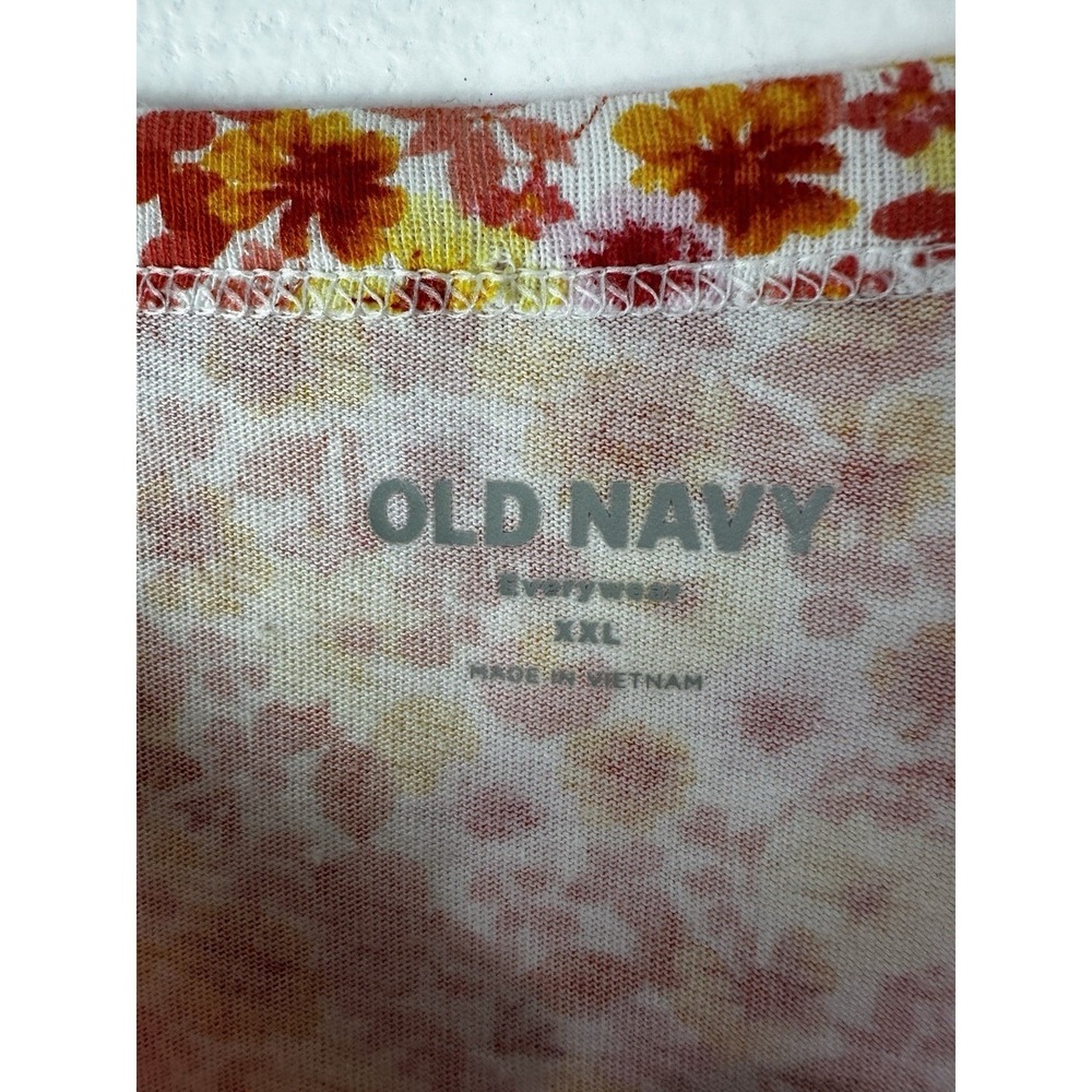 Old Navy Everywear Tee Womens XXL Floral Crew T-Shirt 100% Cotton Short Sleeve - Picture 2 of 6